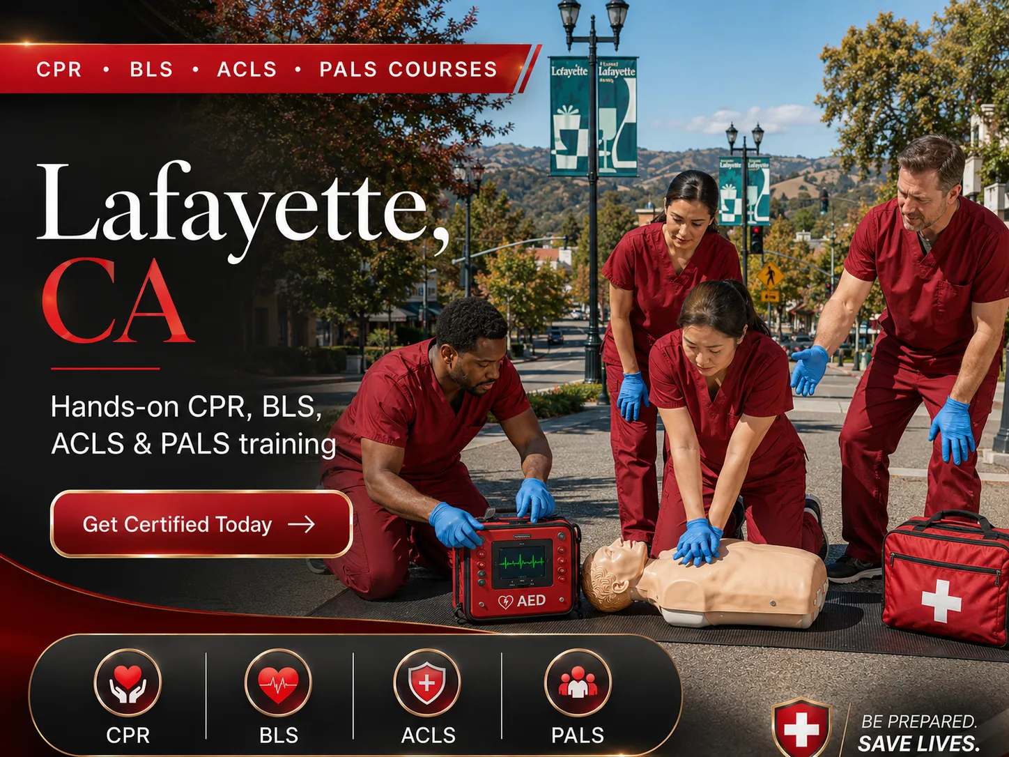 AHA-certified CPR BLS class for hospital staff in Lafayette, CA