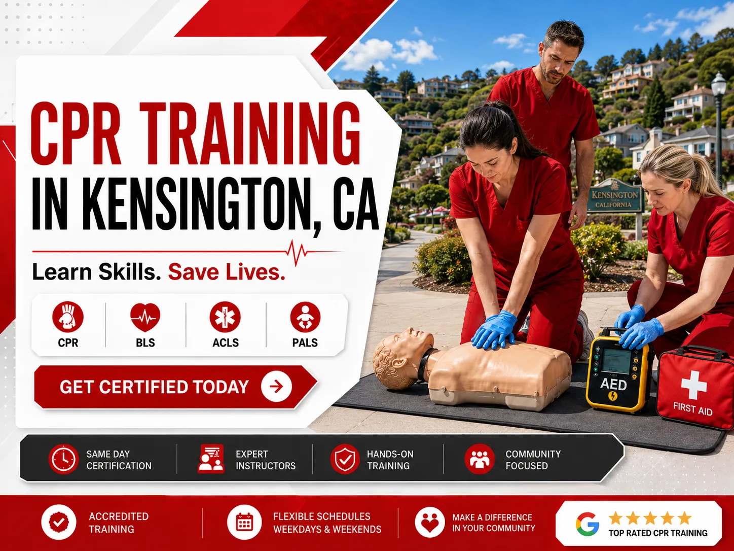 Group CPR certification class in Kensington, California