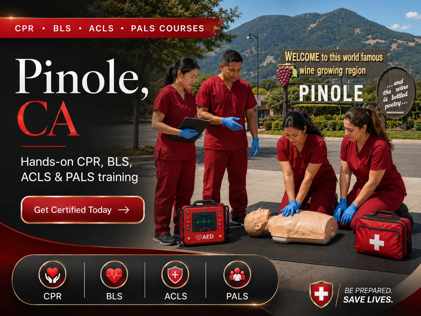 Hands-on CPR and BLS certification training in Pinole, CA