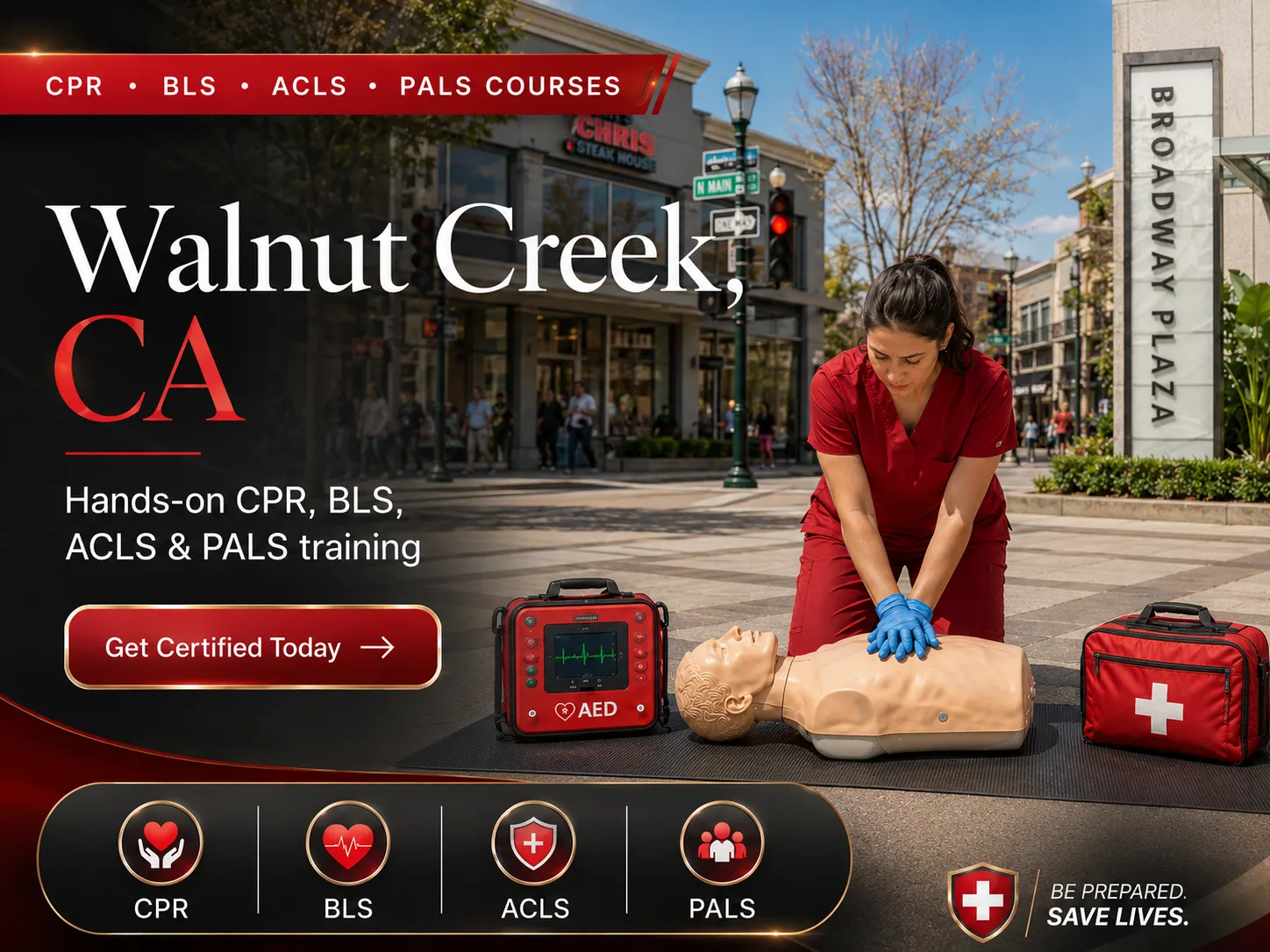 Infant and adult CPR certification class in Walnut Creek, California